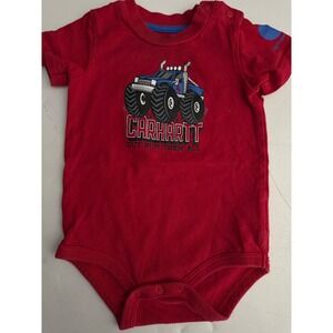Carhartt‎ 9M Red Monster Truck Graphic Bodysuit Infant Baby Clothes